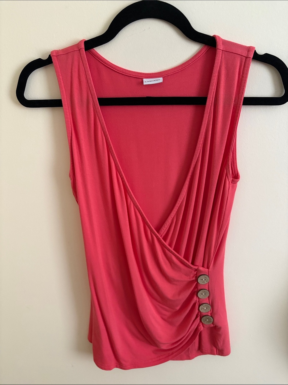 Lascana Coral Pink Draped Sleeveless Wrap Tank